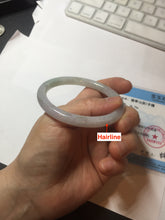 Load image into Gallery viewer, 53.5mm certified 100% natural icy watery light green purple slim round cut jadeite jade bangle PB73-1269
