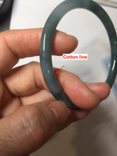 Load image into Gallery viewer, 57.6mm Certified Type A 100% Natural dark green blue gray black slim round cut Guatemala Jadeite bangle PJ5-4321
