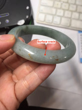 Load image into Gallery viewer, 55.5mm certified type A 100% Natural light green dark green gray(淡油青) jadeite jade bangle BS151-0495
