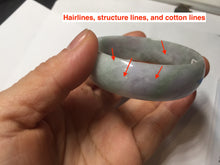 Load image into Gallery viewer, 52mm certified 100% natural Type A light green white purple gray with green floating flowers thin jadeite bangle PF57-5619
