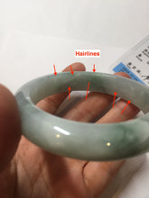 Load image into Gallery viewer, 57.5mm certified type A 100% Natural icy watery light green/purple/white chubby Jadeite jade bangle PF77-1315
