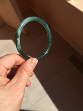 Load image into Gallery viewer, 54mm Certified Type A 100% Natural dark green/blue/gray Guatemala slim round cut Jadeite bangle PC184-0790

