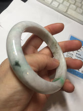 Load image into Gallery viewer, 61.5mm Type A 100% Natural sunny green/light white/purple chubby Jadeite Jade bangle with defects PJ59-1253
