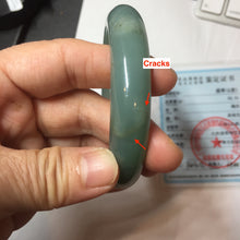 Load image into Gallery viewer, 56.8mm Certified 100% natural Type A oily dark green/ gray (老油青) jadeite jade bangle PB286-0548
