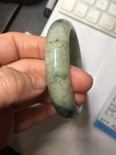 Load image into Gallery viewer, 58mm certified Type A 100% Natural light green gray chubby Jadeite Jade bangle BS117-6632
