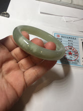 Load image into Gallery viewer, 51mm Certified 100% Natural icy waery light green/yellow/gray nephrite jade bangle HN37-3595

