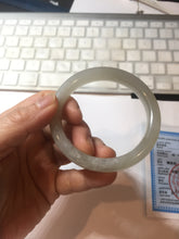 Load image into Gallery viewer, 53.2mm certified 100% Natural icy watery light beige pale pink gray nephrite bangle HN120-0082
