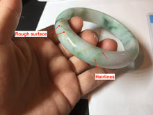 Load image into Gallery viewer, 55.8mm certified type A 100% Natural sunny green white flying flowers jadeite jade bangle AX129-5234
