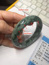 Load image into Gallery viewer, 56mm certified Type A 100% Natural dark green gray Jadeite Jade bangle BS112-6647

