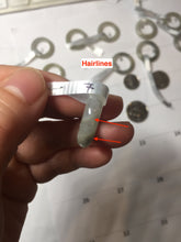 Load image into Gallery viewer, Size 6 -9 1/2 100% natural type A icy watery light yellow gray black white (灰冰) jadeite jade band ring PC228
