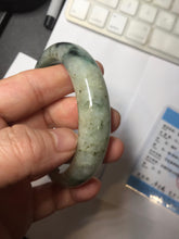 Load image into Gallery viewer, 58mm certified Type A 100% Natural light green gray chubby Jadeite Jade bangle BS117-6632
