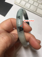 Load image into Gallery viewer, 57.8mm certified 100% natural type A dark green white with green floating flowers jadeite bangle PH147-5857
