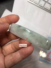 Load image into Gallery viewer, 68.3mm certified 100% natural Type A ligit green white with green floating flowers thin jadeite jade bangle AZ173-1027
