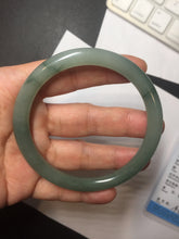 Load image into Gallery viewer, 59.8mm Certified Type A 100% Natural oily dark green(老油青) gray black round cut Jadeite Jade bangle BH110-0696
