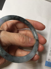 Load image into Gallery viewer, 55.8mm Certified Type A 100% Natural icy watery dark green/purple/gray round cut Jadeite bangle AA131-6925
