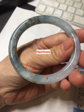 Load image into Gallery viewer, 56.5mm Certified Type A 100% Natural dark green/purple/white round cut Jadeite bangle AA126-6943
