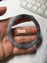 Load image into Gallery viewer, 55.3mm Certified Type A 100% Natural dark green/purple/gray round cut Jadeite bangle AA128-6937
