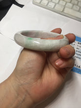 Load image into Gallery viewer, 61.5mm Type A 100% Natural sunny green/light white/purple chubby Jadeite Jade bangle with defects PJ59-1253
