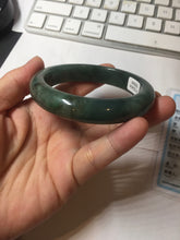 Load image into Gallery viewer, 57.2mm Certified type A 100% Natural oily dark green (老油青) blue gray black Mountains Afar in Blue-Green Haze(远山如黛)Jadeite bangle PC255-0556
