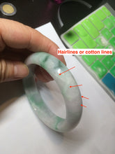 Load image into Gallery viewer, 56.4 mm certificated Type A 100% Natural sunny green/white/purple Jadeite Jade bangle S59-4130
