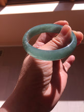 Load image into Gallery viewer, 55.8mm Certified Type A 100% Natural Light Green/Blue/Gray With Flying Snow Guatemala Jadeite Bangle PH265-1247
