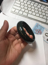 Load image into Gallery viewer, 58mm 100% Natural Dark Green/Black Meteorite Star Trail (星轨) Night Sky Galaxy Nephrite Bangle HN182-5903
