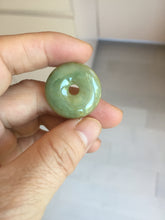 Load image into Gallery viewer, 25mm 100% Natural light green/blue/gray/yellow jadeite Jade Safety Guardian Button(donut) Pendant AR101
