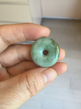 Load image into Gallery viewer, 25mm 100% Natural light green/blue/gray/yellow jadeite Jade Safety Guardian Button(donut) Pendant AR101
