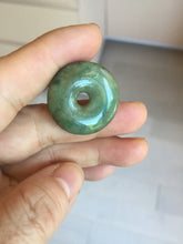 Load image into Gallery viewer, 25mm 100% Natural light green/blue/gray/yellow jadeite Jade Safety Guardian Button(donut) Pendant AR101
