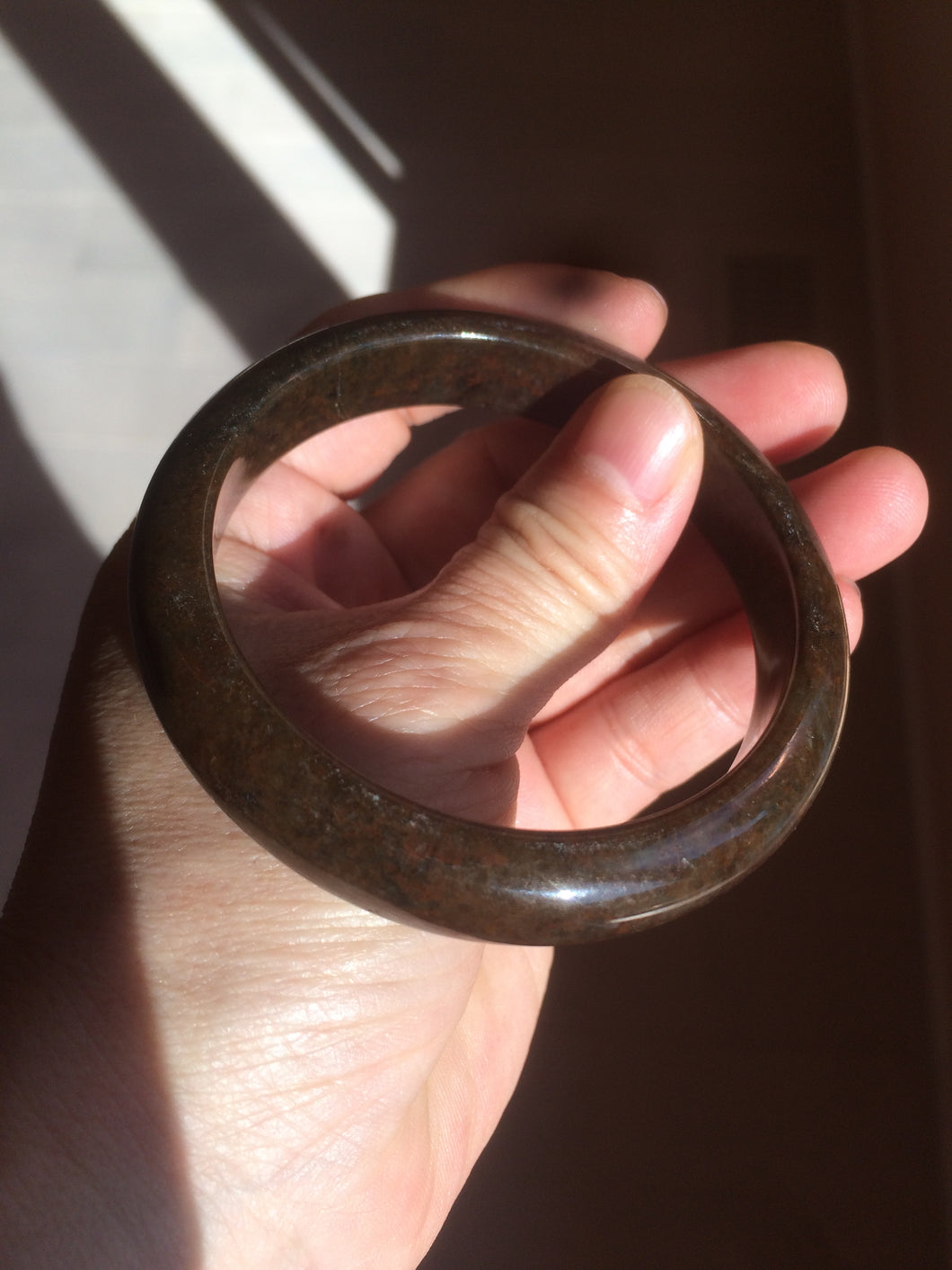 57mm certified Type A 100% Natural brown sugar Jadeite Jade bangle GC3-2763