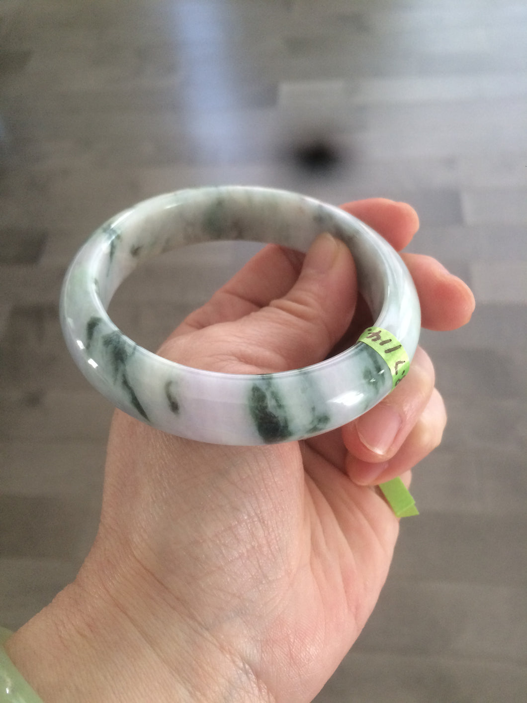 58.5mm certified Type A 100% Natural green/purple Jadeite Jade bangle AH46-6207