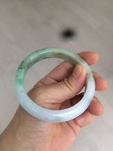 Load image into Gallery viewer, 56.5mm certified 100% natural Type A sunny green/white jadeite jade bangle A80-0458

