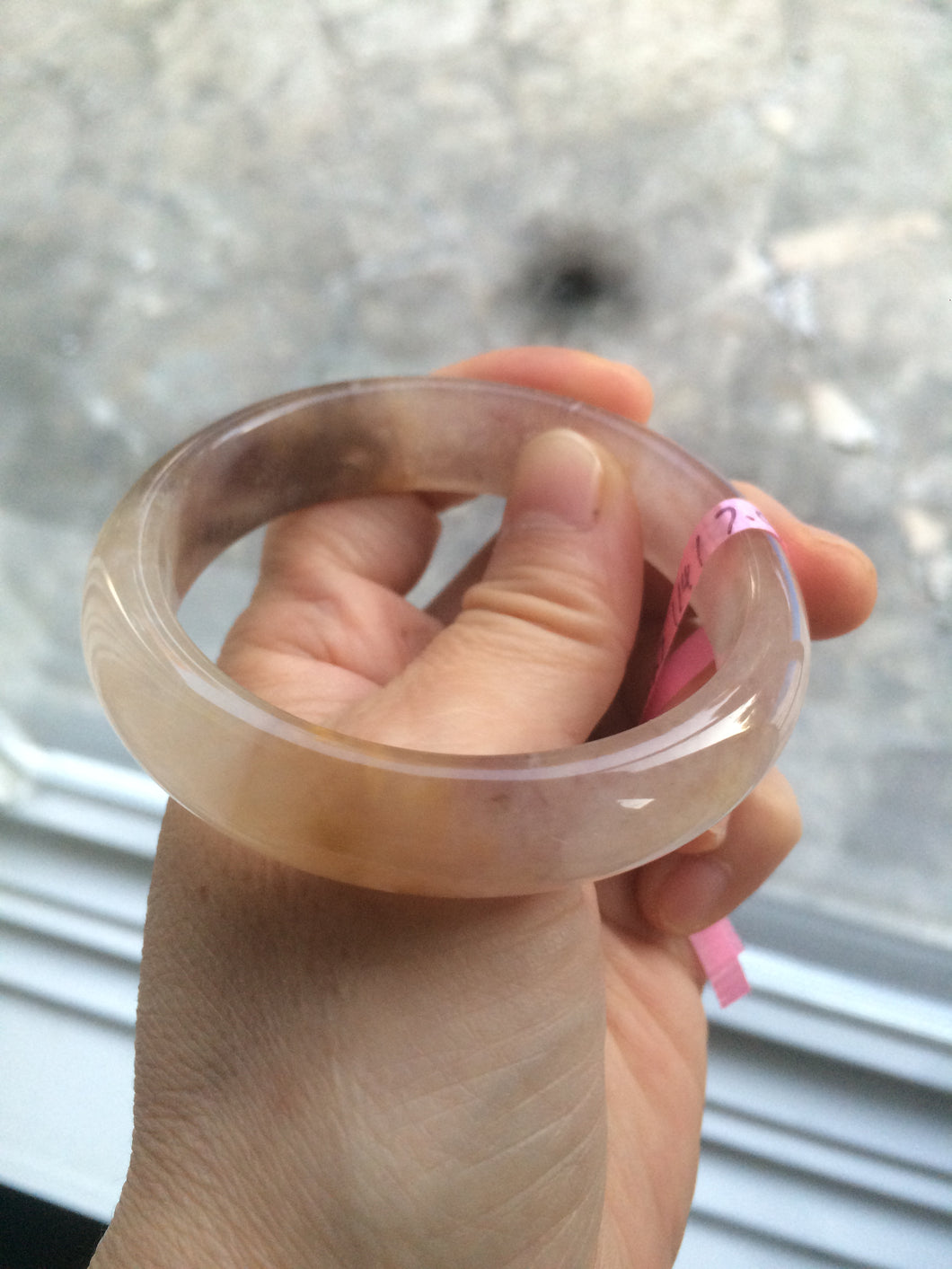 54.7mm 100% natural icy purple/brown/red Quartzite (jinsi jade, 金丝玉) Golden Silk Jade bangle N77