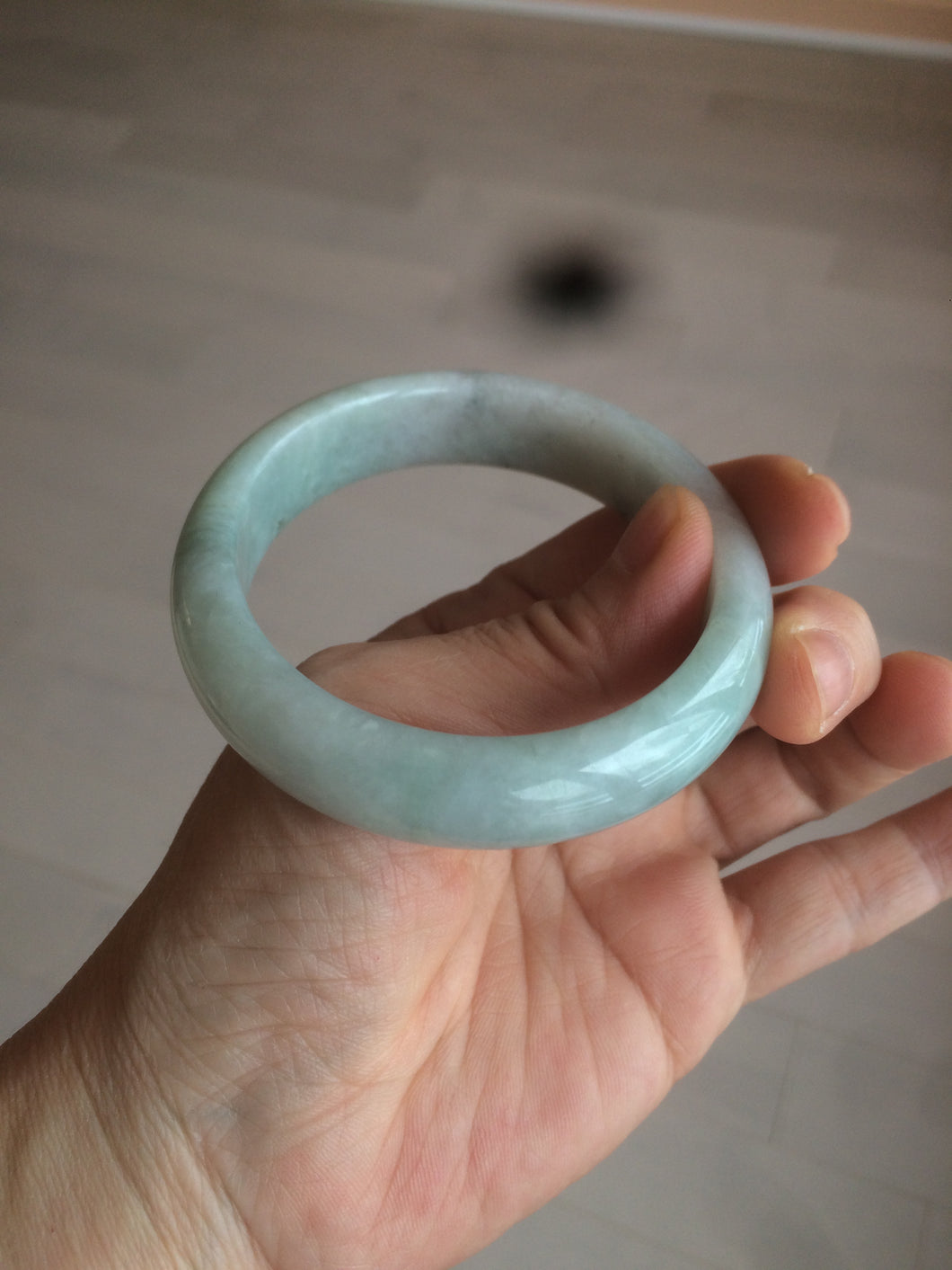 52.6mm Type A 100% Natural light green Jadeite Jade bangle GC34-0529(add on item)