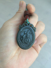 Load image into Gallery viewer, 100% Natural dark green/black Jade blessed fortune pendant HT7 Add on item! not sale individually
