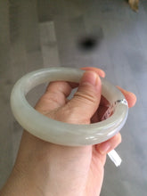 Load image into Gallery viewer, 58.5mm Certified Type A 100% Natural super icy gray/white nephrite Jade bangle HE39-2070
