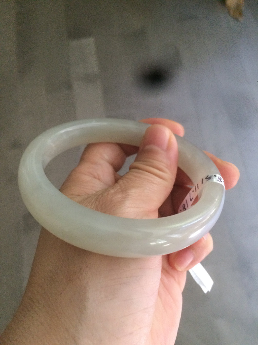 58.5mm Certified Type A 100% Natural super icy gray/white nephrite Jade bangle HE39-2070