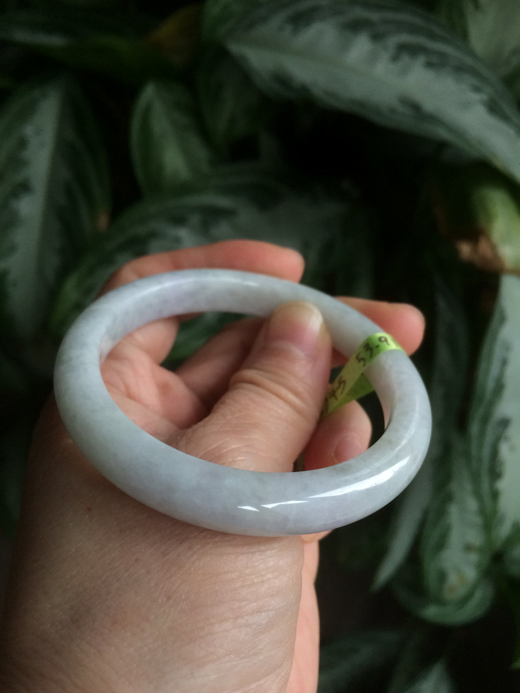 53.9mm Certified Type A 100% Natural white/light purple Jadeite Jade bangle L117-2745