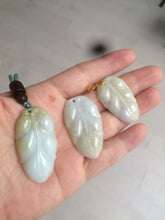 Load image into Gallery viewer, 100% natural type A yellow/purple jadeite jade leaf pendant necklace group AQ58
