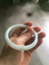 Load image into Gallery viewer, 58mm certified type A 100% Natural fresh light green/white slim jadeite jade bangle E80-0996
