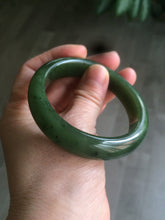 Load image into Gallery viewer, 51.7mm 100% Natural dark green/black nephrite Jade (碧玉) bangle HF33-0766
