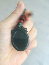 Load image into Gallery viewer, 100% Natural dark green/black Jade blessed fortune pendant HT7 Add on item! not sale individually
