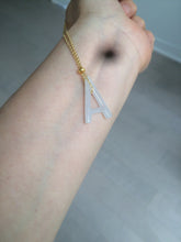 Load image into Gallery viewer, 100% natural icy watery jadeite jade Initial letter A pendant necklace Y125
