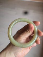 Load image into Gallery viewer, 59mm 100% Natural yellow/brown round cut nephrite Jade bangle HF5
