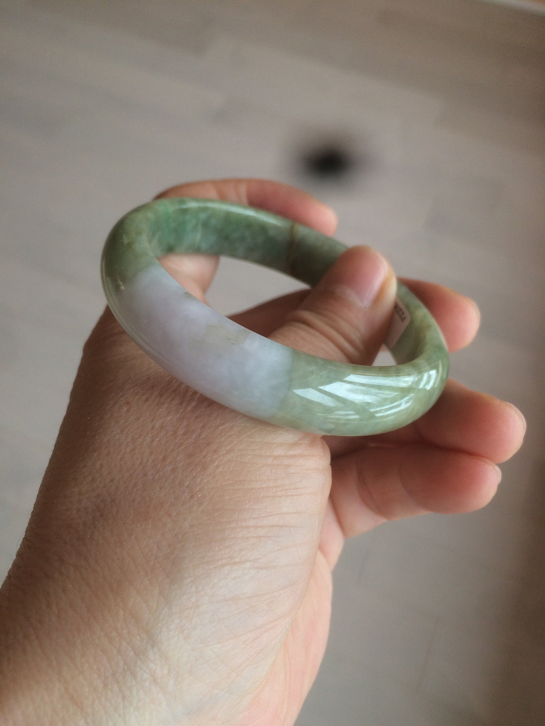 52.7mm Type A 100% Natural light green/purple/brown Jadeite Jade bangle GC35-4159 (add on item)