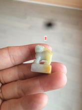 Load image into Gallery viewer, 100% Natural light green/blue/yellow/white Jadeite Jade 3D little PiXiu Seal/desk decor U120
