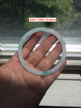 Load image into Gallery viewer, 58mm Certified Type A 100% Natural light green with green floating flowers super thin Jadeite bangle group A63
