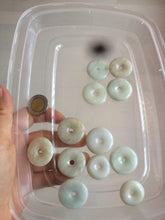 Load image into Gallery viewer, 21-25mm Type A 100% Natural light green/white Jadeite Jade Safety Guardian Button donut Pendant group AH65 (Add-on items)
