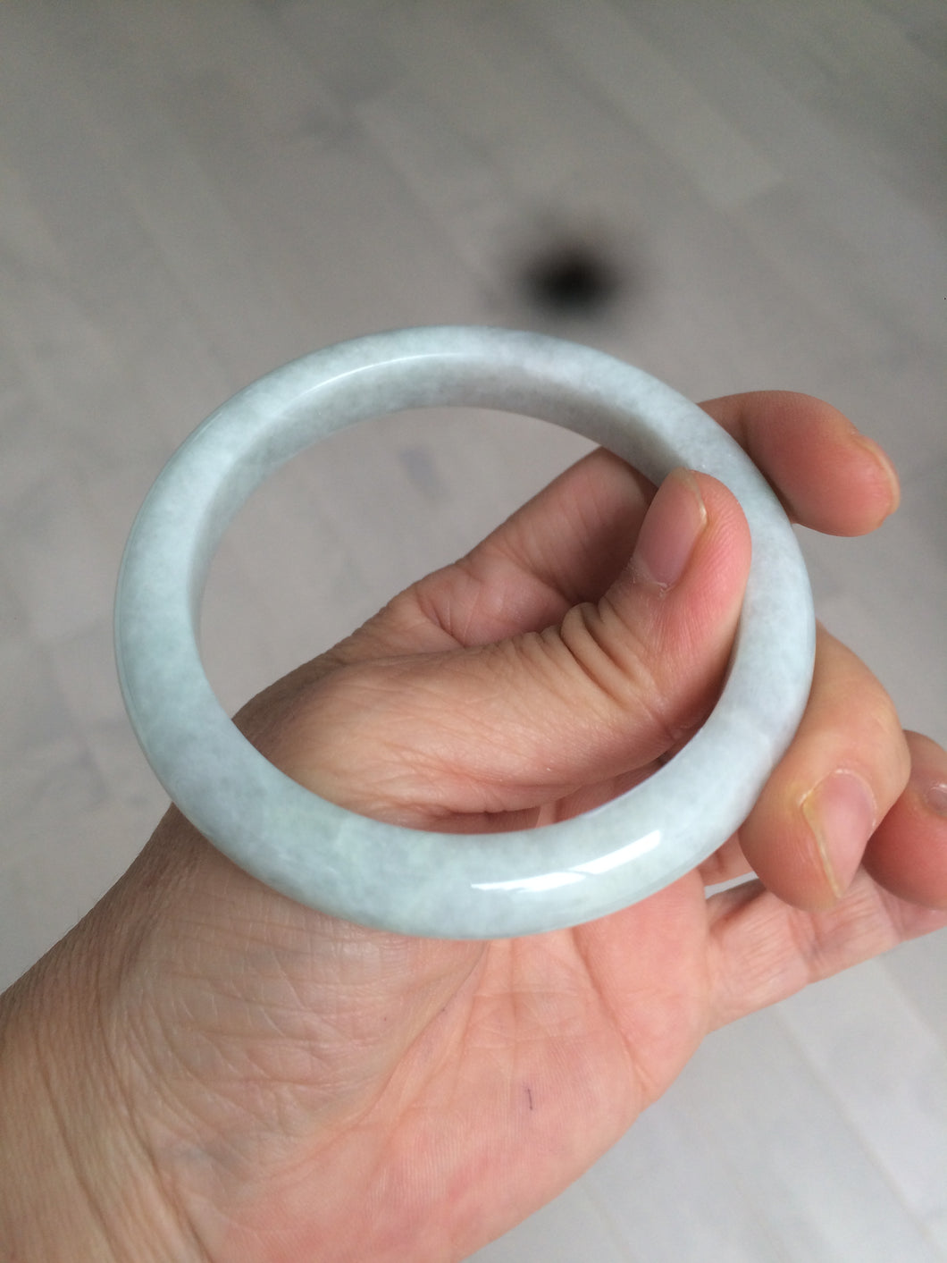 56.9mm 100% natural Type A light green white jadeite jade bangle AD86-1030