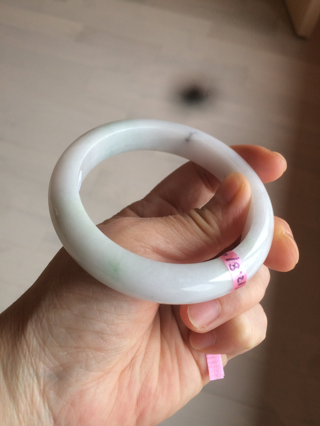 58mm Certified Type A 100% Natural green/white Jadeite Jade bangle AB57-9281